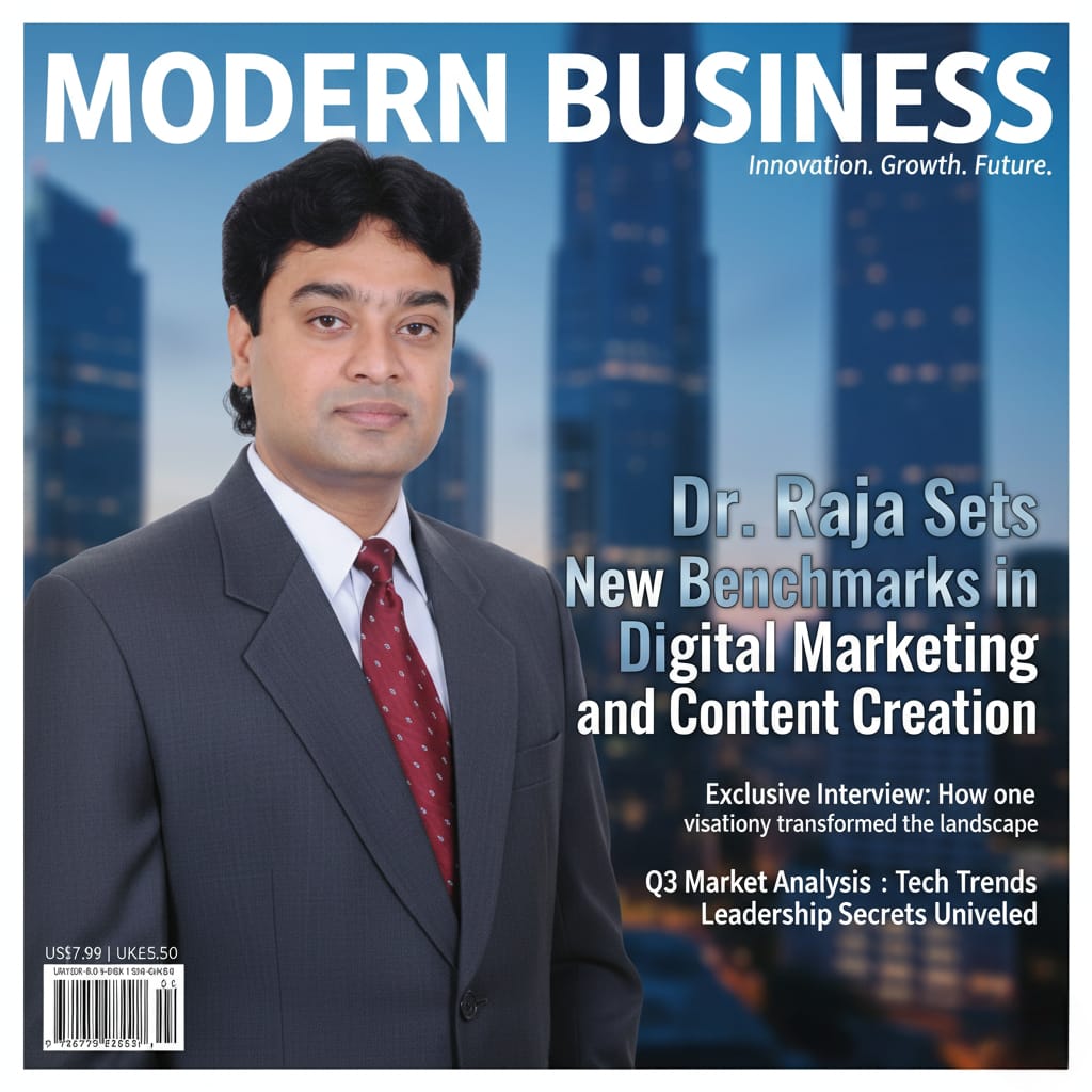 Modern Business magazine cover featuring Dr. Raja Muthukumarasamy